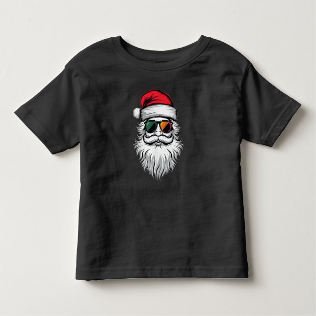 Santa Face Retro Sunglasses Christmas Xmas Holiday Toddler T-Shirt (Front)
