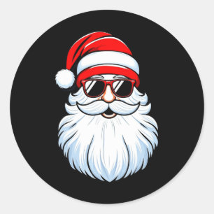 Santa Face Retro Sunglasses Family Christmas Men W Classic Round Sticker
