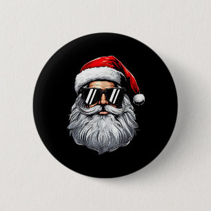 Santa Face Retro Sungles Christmas Shirts For Mens 6 Cm Round Badge