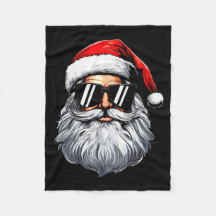 Santa Face Retro Sungles Christmas Shirts For Mens Fleece Blanket
