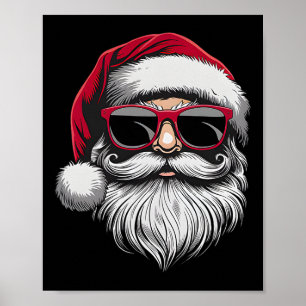 Santa Face Retro Sungles Christmas Shirts For Mens Poster