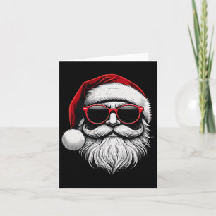 Santa Face Retro Sungles Christmas Xmas  Card