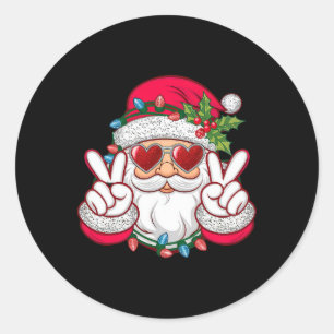 Santa Face Retro Sungles Christmas Xmas Classic Round Sticker