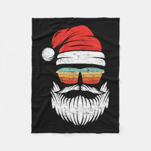 Santa Face Retro Sungles Christmas Xmas Men Women  Fleece Blanket