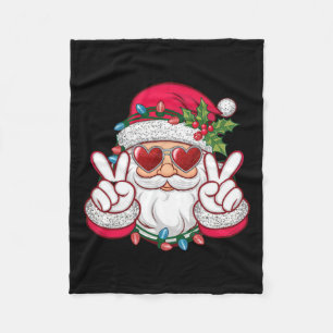 Santa Face Retro Sungles Christmas Xmas Men Women  Fleece Blanket