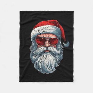 Santa Face Retro Sungles Christmas Xmas Men Women  Fleece Blanket