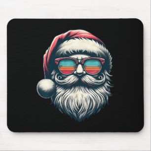 Santa Face Retro Sungles Christmas Xmas Men Women Mouse Pad