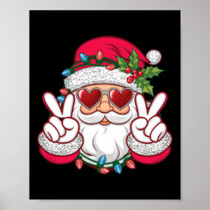 Santa Face Retro Sungles Christmas Xmas Men Women Poster