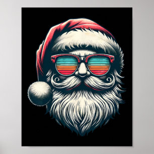 Santa Face Retro Sungles Christmas Xmas Men Women Poster