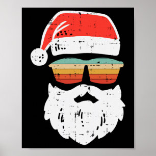 Santa Face Retro Sungles Christmas Xmas Men Women Poster