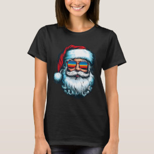 Santa Face Retro Sungles Christmas Xmas Men Women T-Shirt