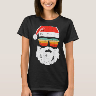Santa Face Retro Sungles Christmas Xmas Men Women T-Shirt