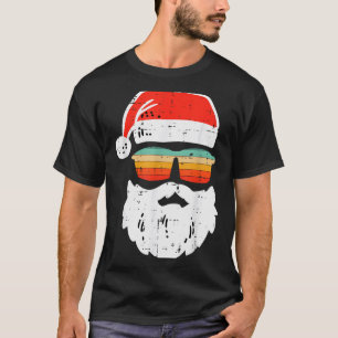 Santa Face Retro Sungles Christmas Xmas Men Women T-Shirt