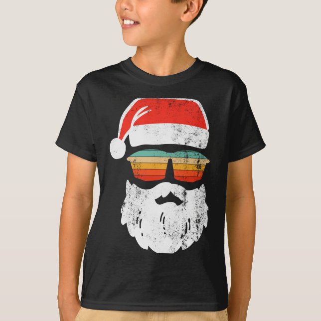Santa Face Retro Sungles Christmas Xmas  T-Shirt (Front)