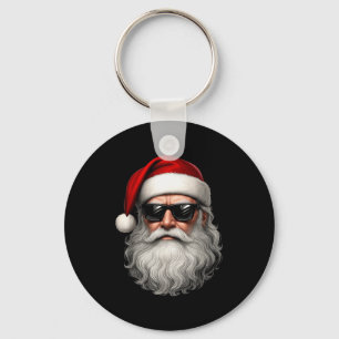 Santa Face Retro Sungles Funny Christmas Pajama Me Key Ring