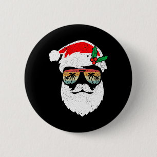 Santa Face Retro Sungles Hawaii Christmas Xmas Tro 6 Cm Round Badge