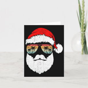 Santa Face Retro Sungles Hawaiian Christmas Xmas T Card