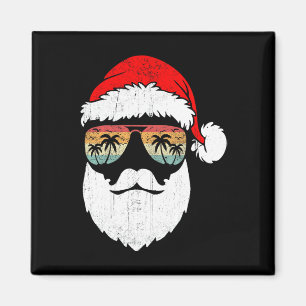 Santa Face Retro Sungles Hawaiian Christmas Xmas T Magnet