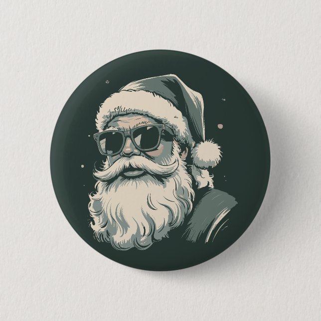 Santa Face Sunglasses Christmas Xmas Retro 6 Cm Round Badge (Front)