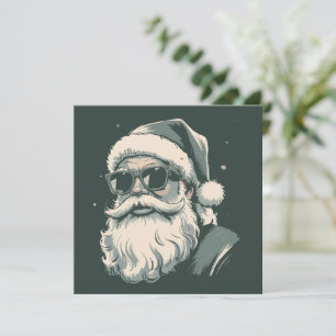 Santa Face Sunglasses Christmas Xmas Retro Holiday Card