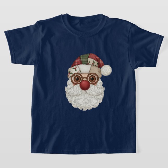 Santa Face T-Shirt | Patchwork Fabric Design (Laydown)