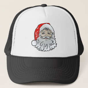 Santa Face Traditional Plastic Look Trucker Hat