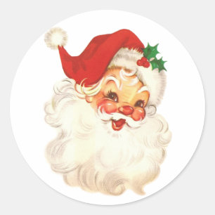 santa face vintage classic round sticker