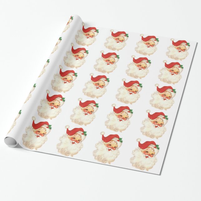 santa face vintage wrapping paper (Unrolled)