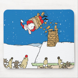 Santa Falling off the Roof Mouse Pad