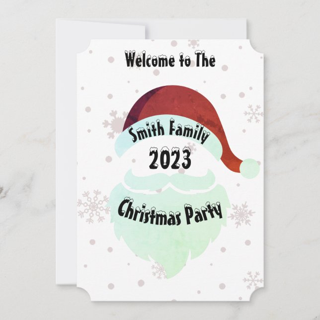 Santa Family Christmas Party Holiday Itinerary Card (Front)