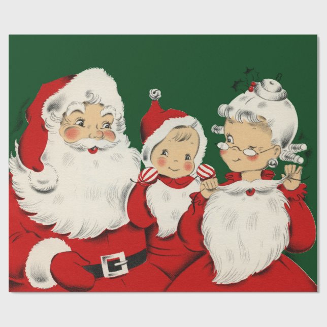 Santa Family Christmas Wrapping Paper (Flat)