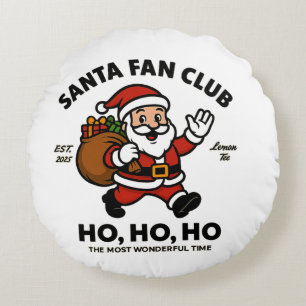 Santa Fan Club – “Ho, Ho, Ho” Vintage Christmas Gr Round Cushion