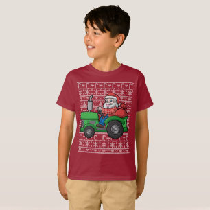 Santa Farmer Tractor Ugly Christmas Sweater