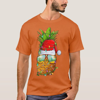 Santa Fat Pineapple Glasses Xmas Lights Pineapple  T-Shirt