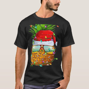 Santa Fat Pineapple Glasses Xmas Lights Pineapple T-Shirt