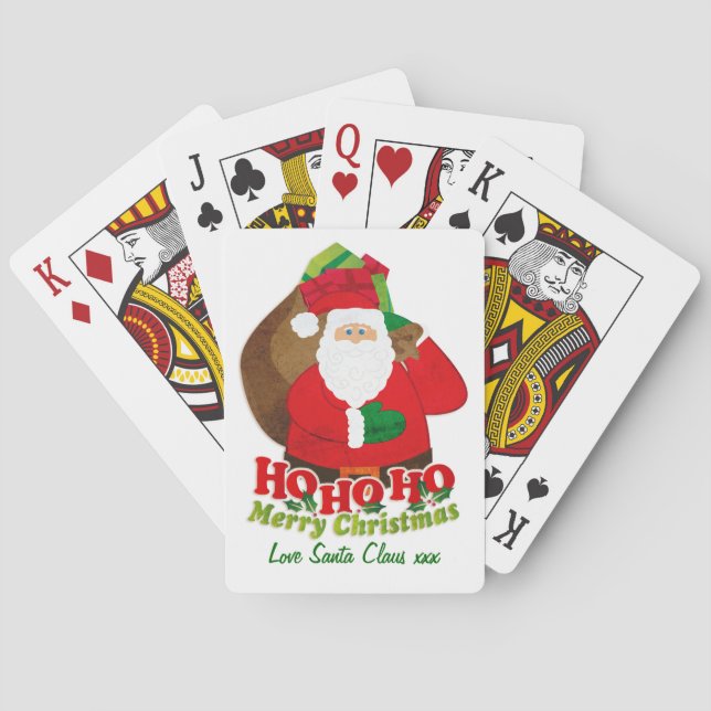 Santa Father Christmas named gift playing cards (Back)