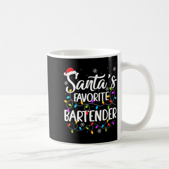 Santa Favorite Bartender Christmas Lights Funny Xm Coffee Mug (Right)