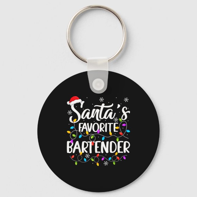 Santa Favorite Bartender Christmas Lights Funny Xm Key Ring (Front)