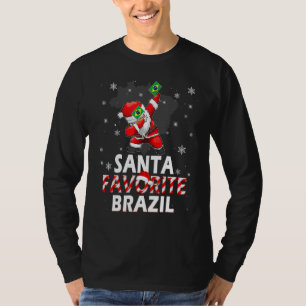 Santa Favorite Brazil Flag Dabbing Hat In Snow Paj T-Shirt