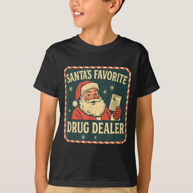 Santa Favorite Drug Er Christmas Pharmacy Tech Nur T-Shirt (Front)