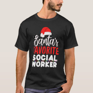 Santa Favorite School Social Worker Christmas Crew T-Shirt