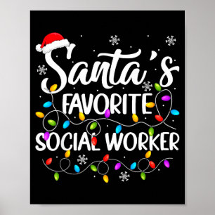 Santa Favorite Social Worker Christmas Lights Fami Poster