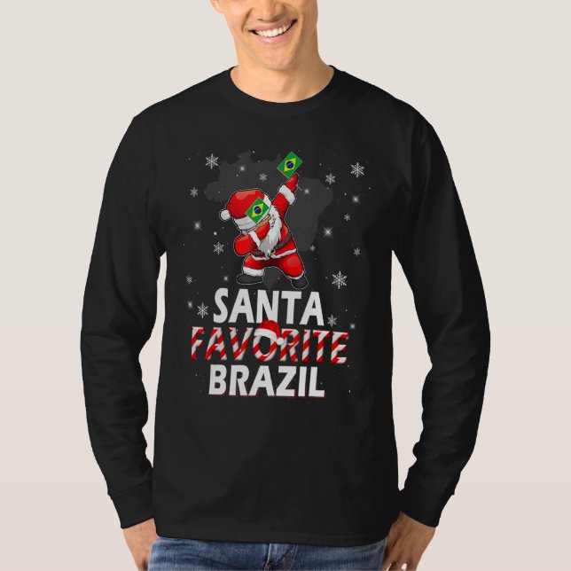 Santa Favourite Brazil Flag Dabbing Hat In Snow Pa T-Shirt (Front)