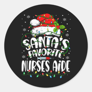 Santa Favourite Nurses Aide Christmas Nursing Ista Classic Round Sticker