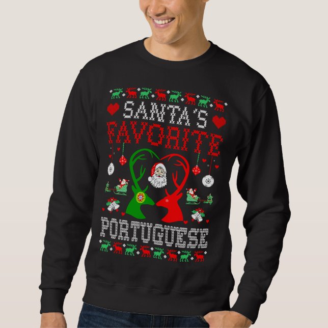 Santa Favourite Portuguese Christmas Gift Ugly Swe Sweatshirt (Front)
