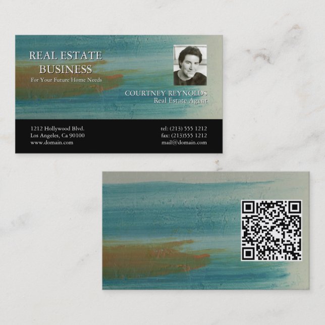 Santa Fe Abstract Art Realtor QR Code Business Card (Front/Back)