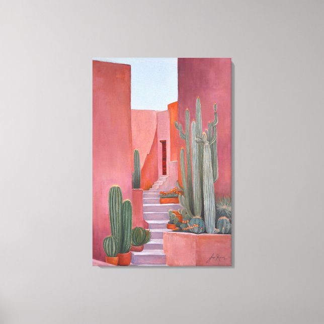 Santa Fe Cacti Boho Poster Canvas Print (Front)