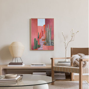 Santa Fe Cacti Boho Poster Canvas Print