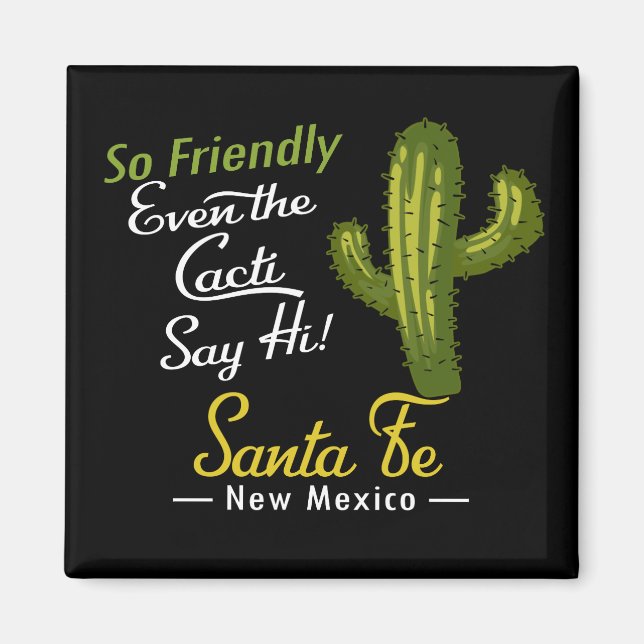 Santa Fe Cactus Funny Retro Magnet (Front)