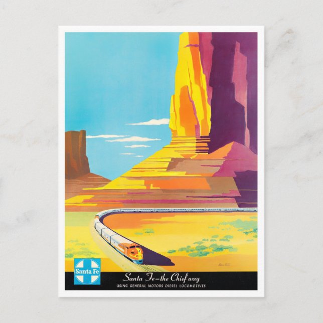 Santa Fe Chief Way vintage travel postcard (Front)
